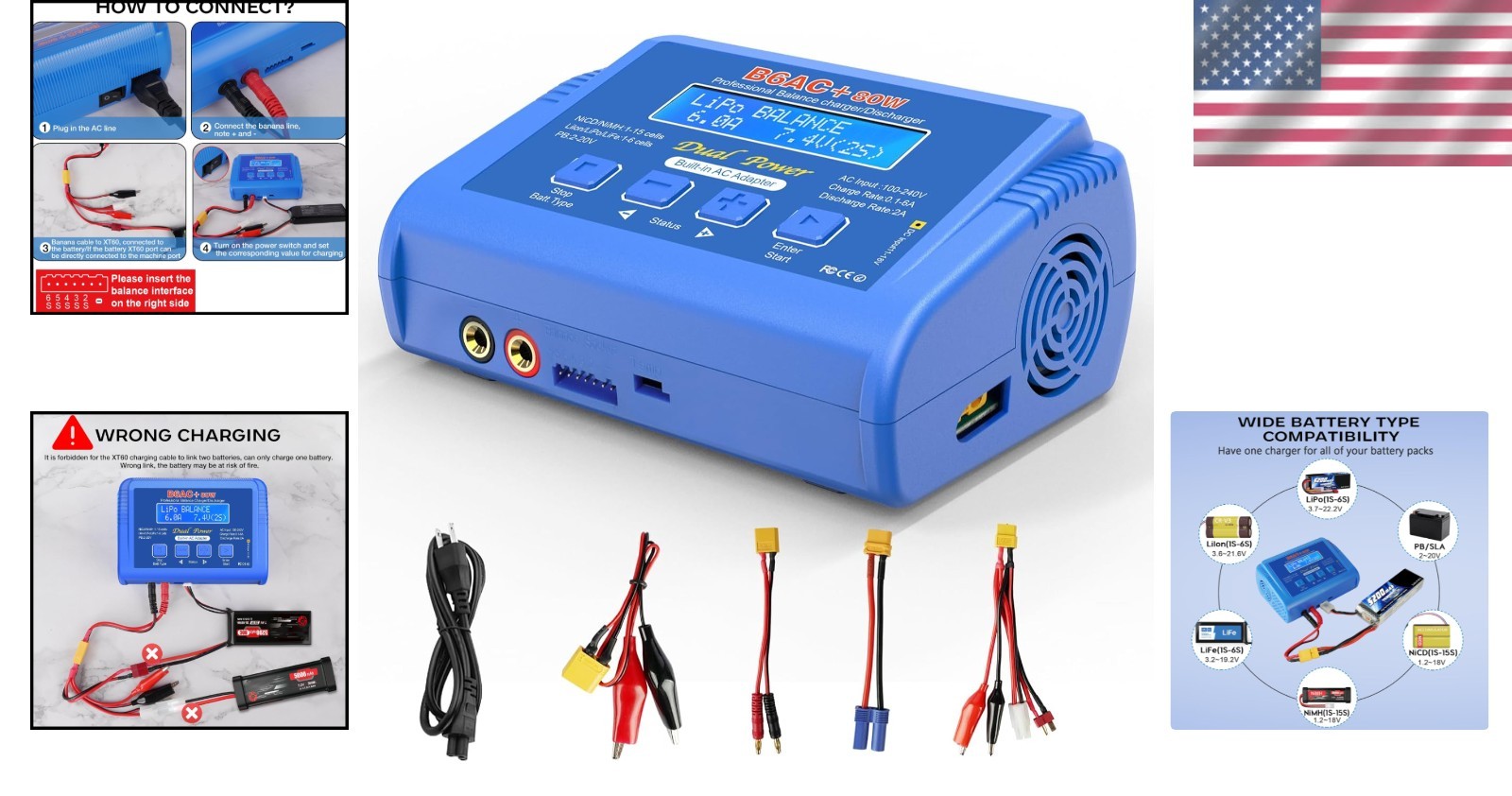 Smart RC Battery Charger 80W 6A Balance Discharger thumbnail 2