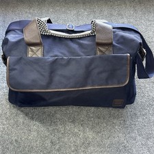 Vintage Tommy Hilfiger Medium Gym Duffle Bag 20  x12  x 7.5  Blue Leather Straps