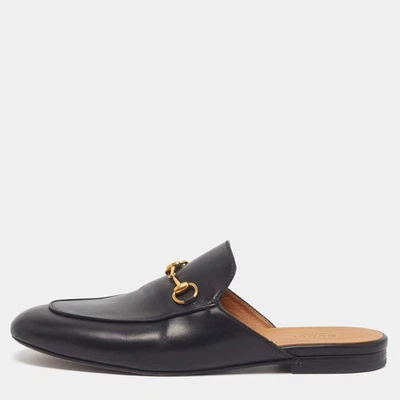 Mules en cuir noir Gucci Princetown taille 40 - Photo 1/4