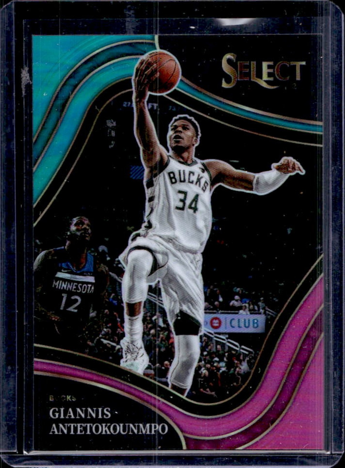 2021-22 Select Giannis Antetokounmpo Teal White Pink Prizms Courtside #8/49