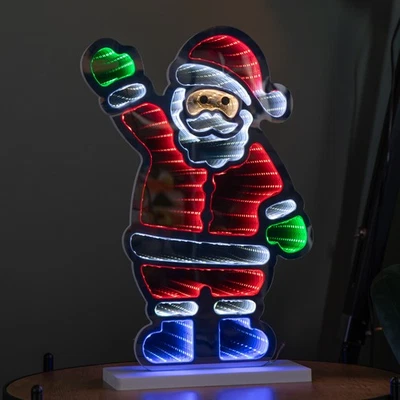 SAMUEL ALEXANDER 40cm Light up Santa Infinity Light Christmas Decoration with Multi-Coloured LEDs