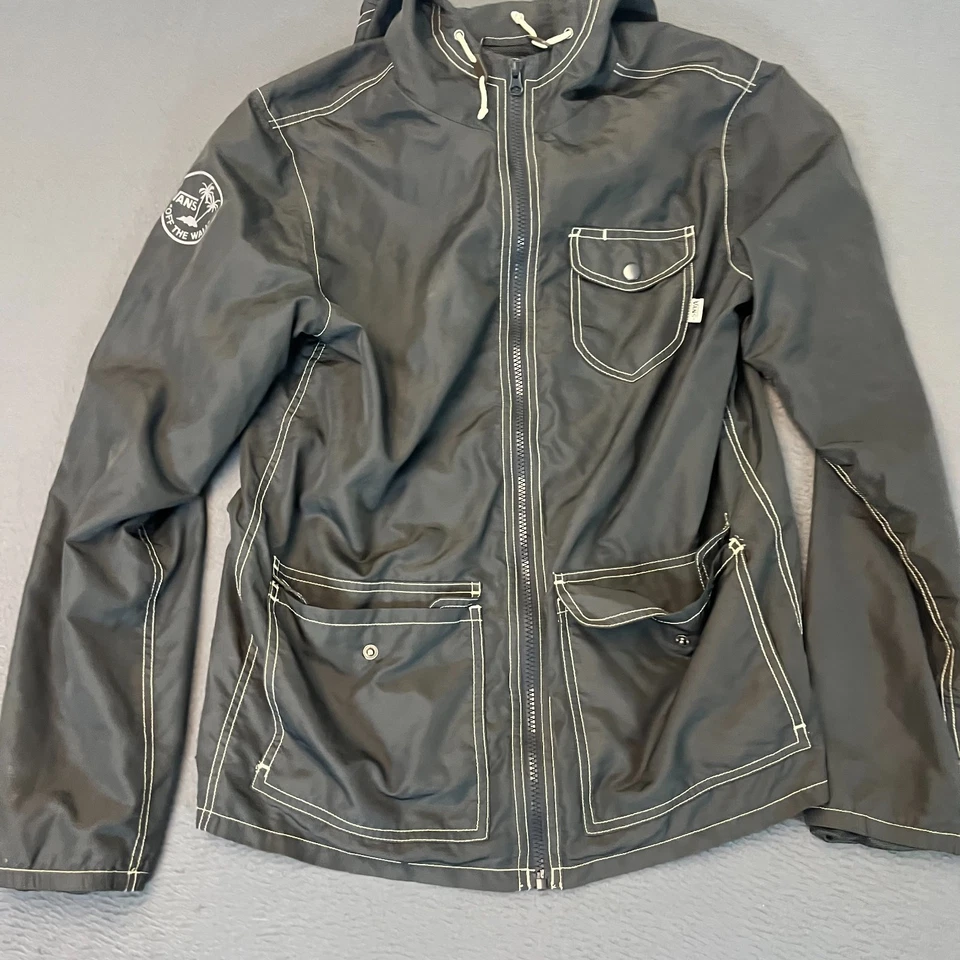 Vans Jacket Men's S Windbreaker Joel Tudor Collection Full Zip Hooded Gray Pkt - Image 3 of 4