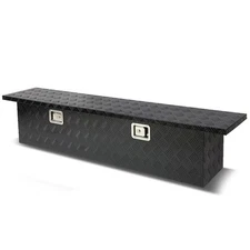 63"X12"X14" BLACK ALUMINUM REAR TRUNK BED TOOL BOX UNDERBED CARGO STORAGE W/LOCK