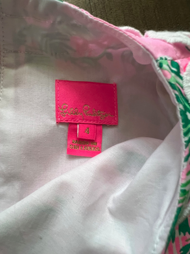 Lilly Pulitzer Dress Girls Shift Pink/Green - Size 4 - Lace Trim - Front Pockets - Picture 5 of 5