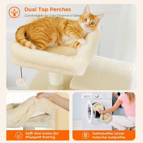 PETEPELA Cat Tree Scratching Post Cat Tower Scratcher Wood Condo House Bed Toys - Picture 89 of 104