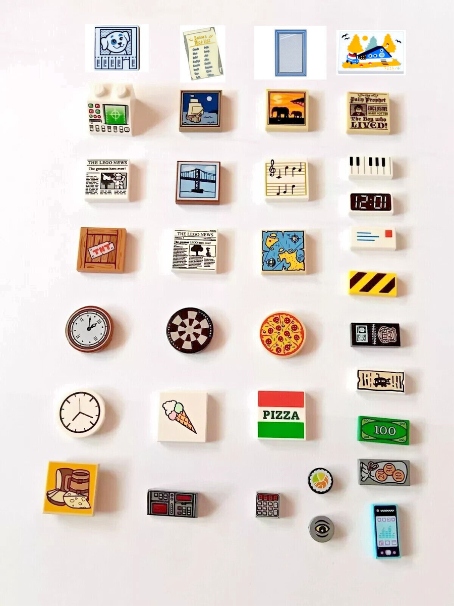 LEGO Printed Tiles Slopes 2x2 1x2 1x1 Decorations Minifigure  Accessory NEW