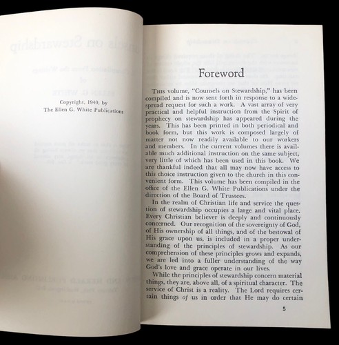 Counsels on Stewardship by Ellen G. White 1940 Review and Herald SDA PB - Imagen 4 de 8