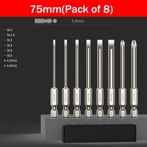 1/4" Shank Flat/Slotted Screwdriver Bits Magnetic Drive Drill Bits Ø 2/2.5/3~6mm - Picture 9 of 31