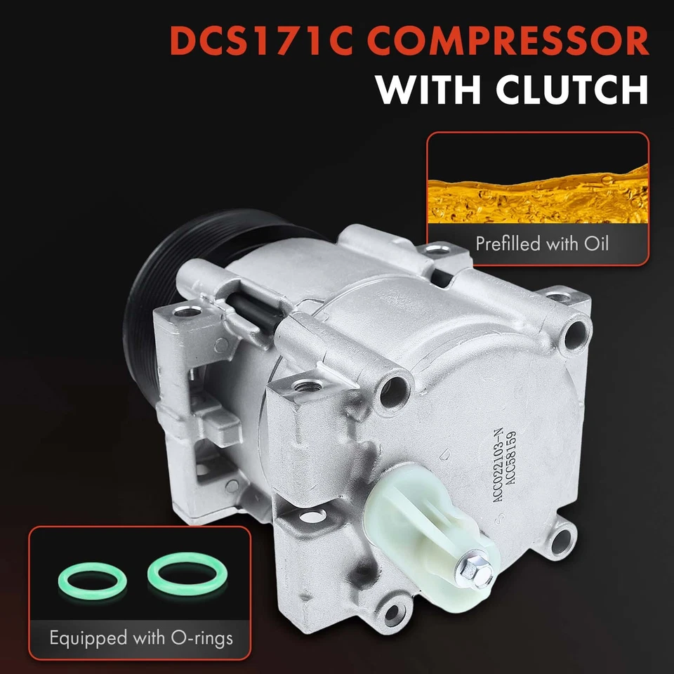 Compresor de aire acondicionado con 8 ranuras para Ford E-350 Econoline Super Duty 1998-2001 V8 7,3 L Foto 3 de 4