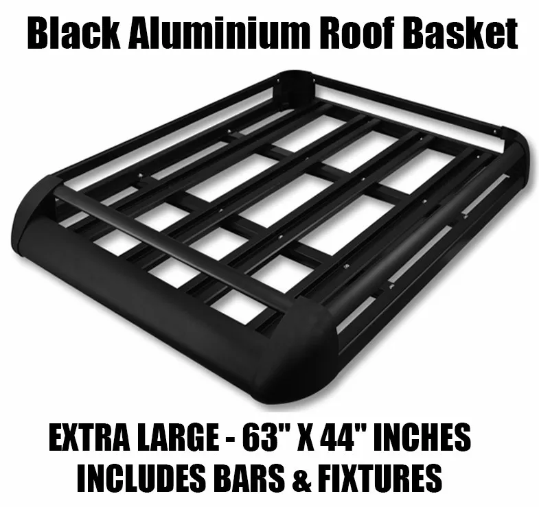 Large Black Aluminium Roof Rack Basket Tray Luggage Cargo Carrier