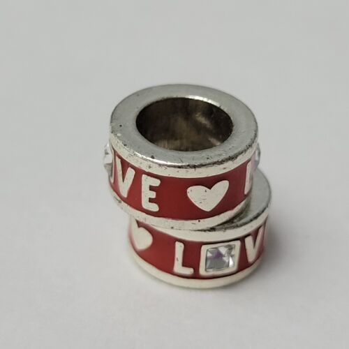Brighton Lot of 2 Lotta Love Spacer Red J9730F Silver Stone Enamel - Picture 1 of 4