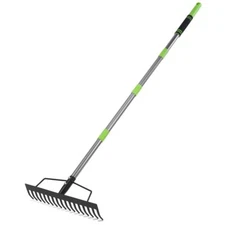 WORKPRO 65" Heavy Duty Bow Rake 17 Tine Metal Head Garden Rake Adjustable Handle