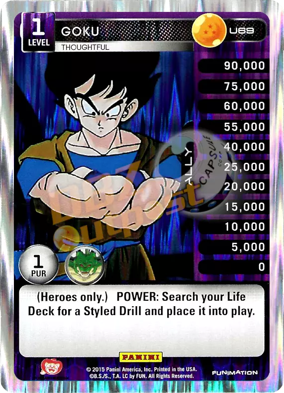 DBZ Dragon Ball Z TCG Panini Heroes & Villains U69 Goku, Thoughtful Foil