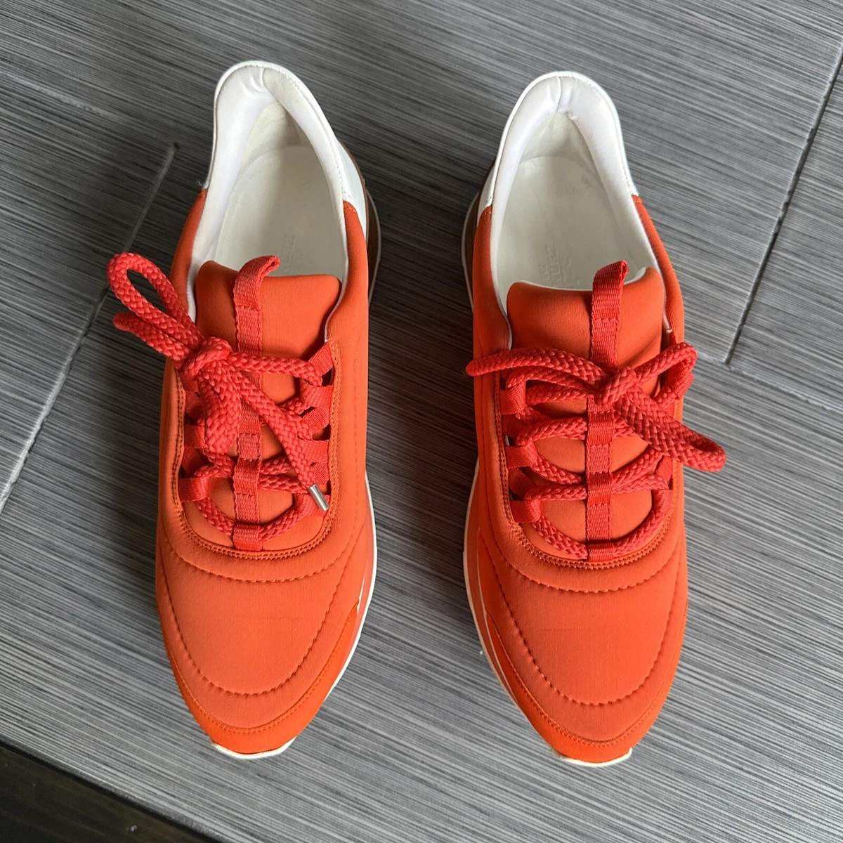 Hermes Orange Miles Neoprene And Suede Sneakers Sz39 US9 eBay
