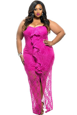 Stickerei Kleid Spitze Übergrößen Curvy Formosa Plus Size Lace Dress XXXL