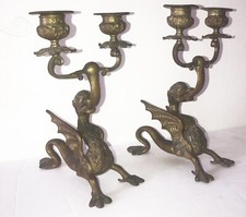 COPPIA DI CANDELABRI  in ottone 2 fiamme  altezza cm 24 circa