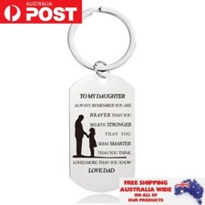 Daughter Pendant Keychain Keyring Engraved Jewellery Stainless Steel Xmas Gift