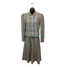 Vintage 1970's does 40's Plaid 2 Piece skirt set