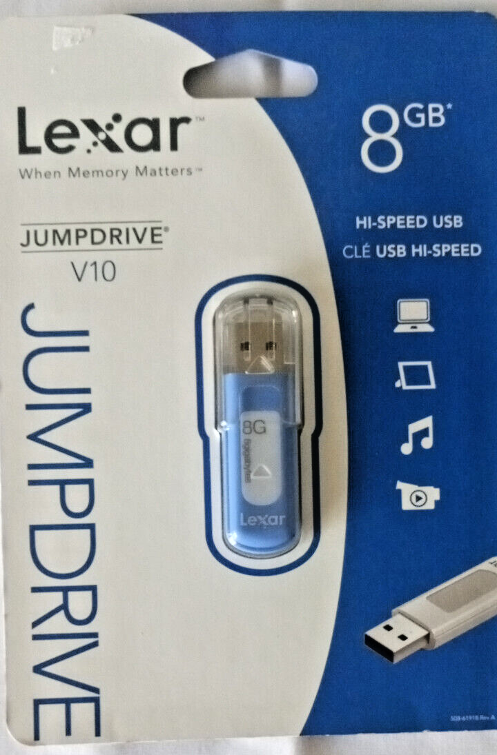 Lexar 8gb Jump Drive V10, USB High Speed Memory Blue Works With