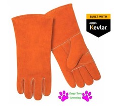 PAIR 14" LEATHER with Kevlar Animal Handling XL SIZE GLOVES DOG CAT BIRD Reptile