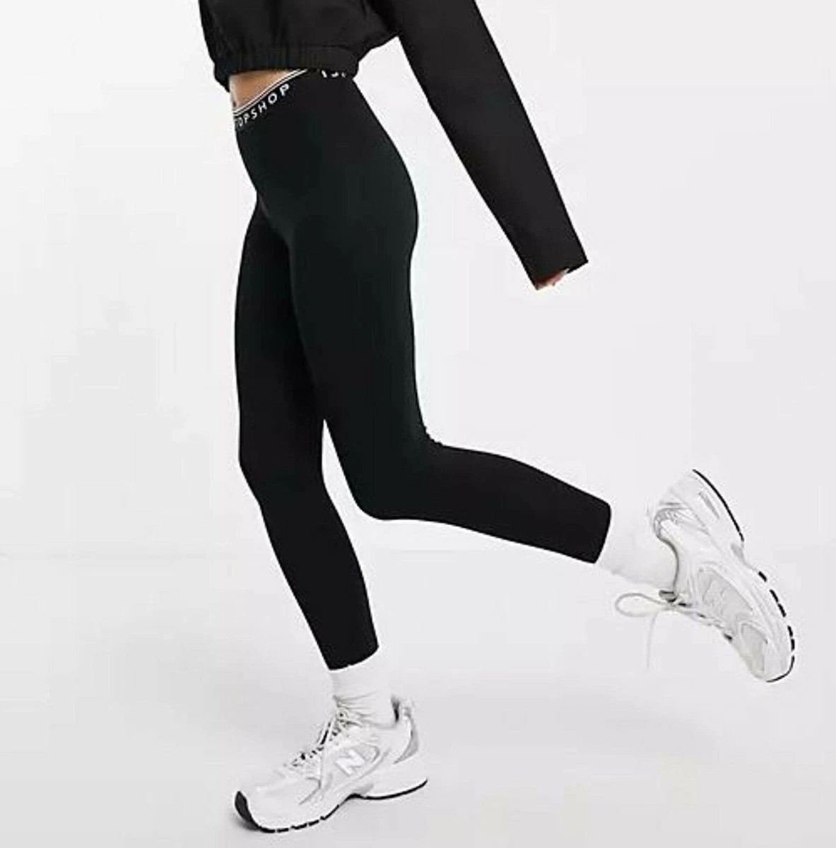 Topshop Petite Logo Leggings In Black Women's 10