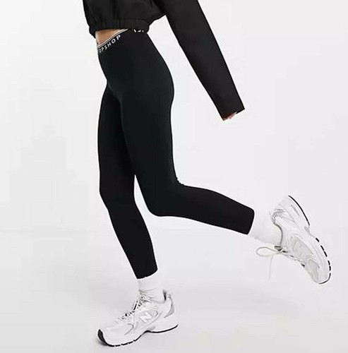Topshop Petite Logo Leggings In Black 