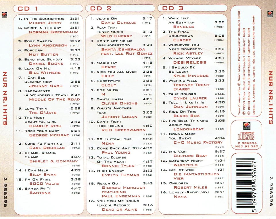 (3CD's) Nur Nr.1 Hits - Oliver Onions, Space, Daniel Boone, 5000 Volts, Exile - Bild 2 von 2