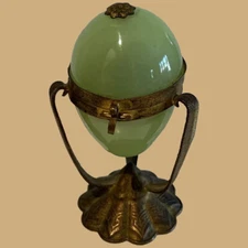 Antique uranium glass ormolu French Sewing Etui Necessaire