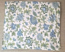 2006 Pottery Barn Cotton/Linen Standard Pillowcases Floral Khaki/Blue/Green EUC