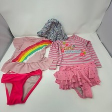Toddler Girl Size 2T Swim Lot of 5, Hat, 2 Swim Tops  2 Swim Bottoms Swimskirt
