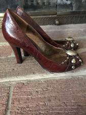 NINE WEST NW KORNELIA LEATHER STUDDED WOMENS DRESS HIGH HEELS SHOES SIZE 6 ❤