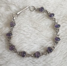 Vintage Amethyst Cabochon Armband aus Echt Silber geprüft Länge ca. 19,5 cm