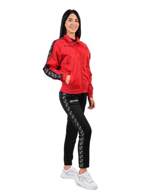 Tuta GF VIP Tricot Band Rosso Nero Donna Triacetato Fitness