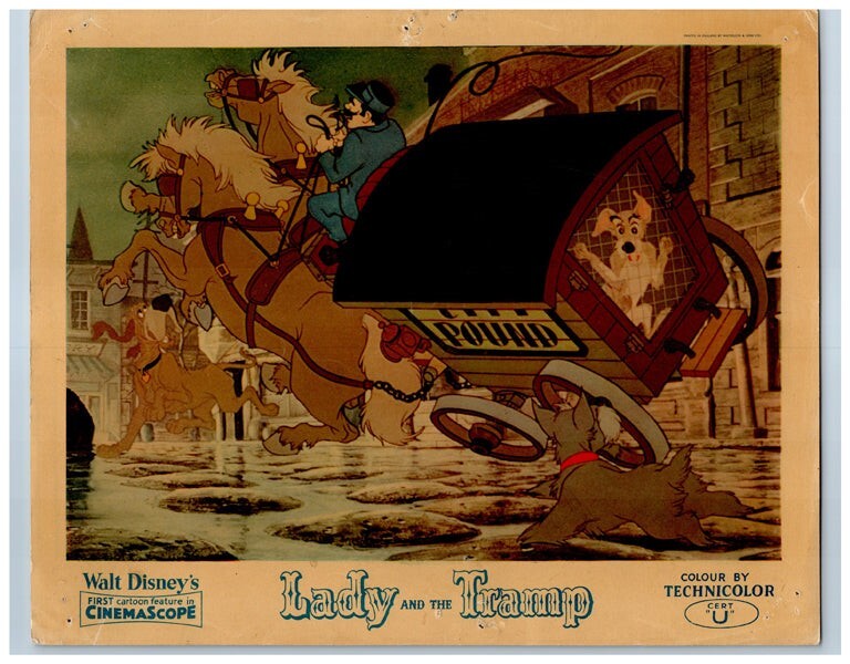 Lady and the Tramp 1955 Original Lobby Card Walt Disney horse