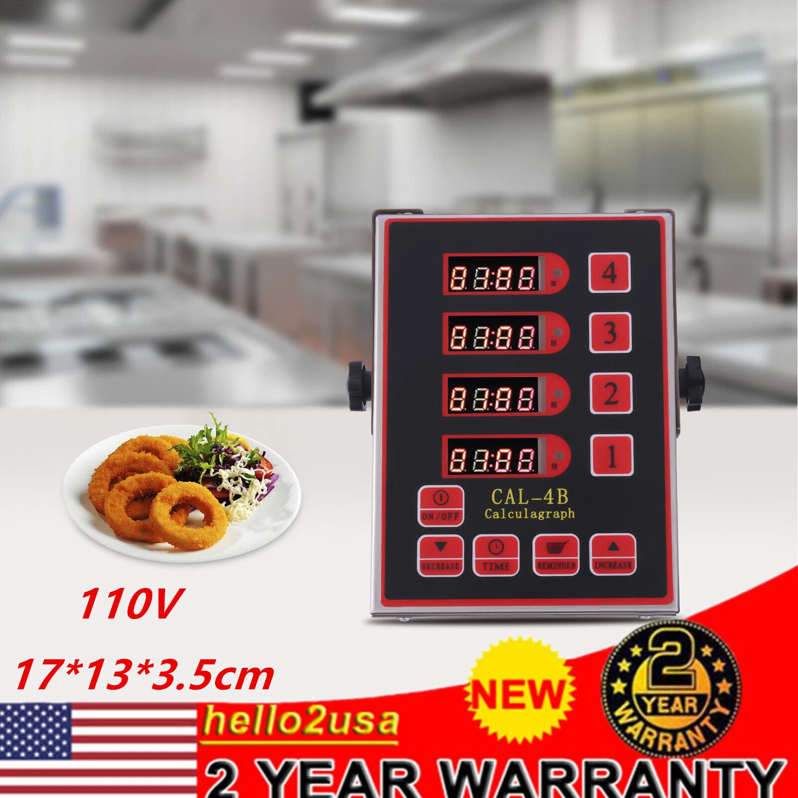 4-Channel Digital Kitchen Timer CAL-4B Restaurant Cooking Reminder Commercial