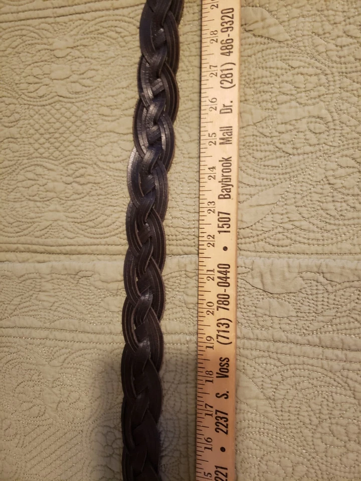 复古 Calvin Klein 牛仔编织黑色皮革腰带银色扣 S 码 — 第 3/4 张图片