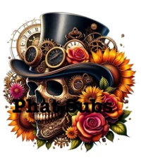 Sublimation Print Steampunk Sunflower Skull Ready to Press Heat Transfer