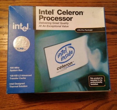000 VTG Intel Celeron Processor NIB NOS 1.70GHz 478 pin 400MHz 128-KB L2 2003