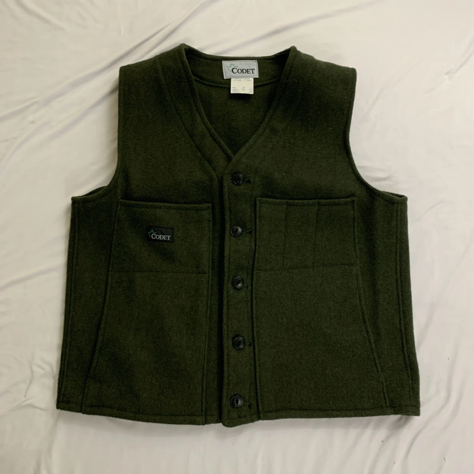 CODET 622L Wool Shooting Hunting Outdoors Vest Men's Sz M Lined 5 Button Canada