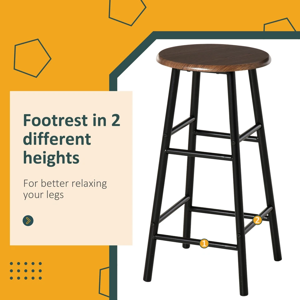 HOMCOM 3-Piece Dining Set with 2 Matching Chairs and 1 Table Black and Oak - Image 4 of 4