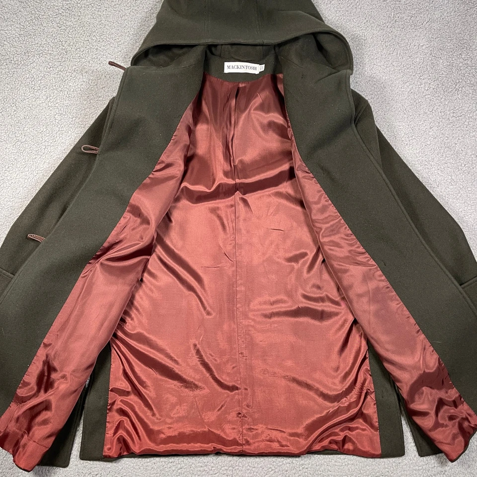 Mackintosh Wool Coat Mens XL Green Made in USA Cuffed Sleeves Hooded Oversized - Image 4 of 4
