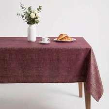 Wine Jacquard Wedding Tablecloth Marisol Polyester Dining Cover