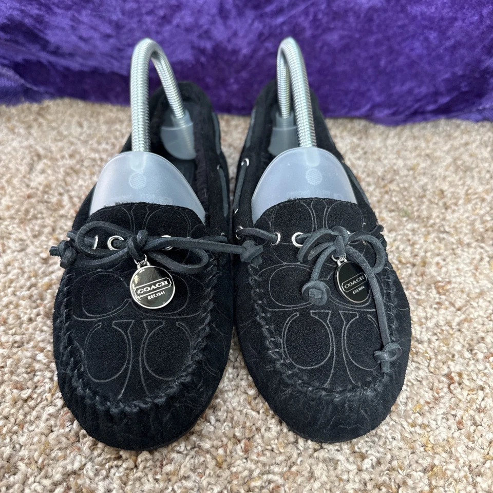 Zapatos sin cordones Coach Antonia para mujer 7:5 negros mocasín zapatilla con encanto forrados Foto 3 de 4