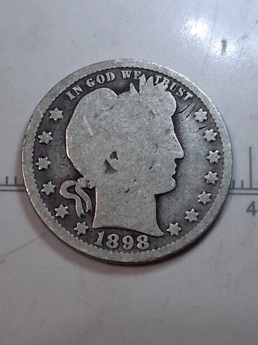 1898 P Barber Quarter 25C 90% Silver Appears to be VG