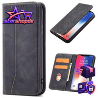 HandyhüLle Leder Schwarz Flip Klappbar Magnetisch Mit KartenfäChern FüR Galaxy