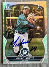 Michael Arroyo Mariners Auto Signed IP 2023 Lunar Refractor 1st Bowman Chrome
