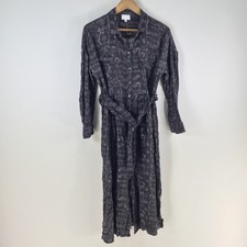 Witchery shirt dress womens size 12 grey snakeskin long sleeve collar belt118498