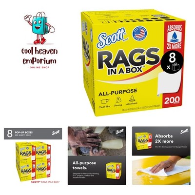 Scott Rags In A Box , All-Purpose Towels, Large 9''x12'' Paper Towel, Pop-Up Bo...