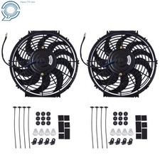 2x 12 Slim Fan Push Pull Electric 12v Mount Kit Universal Radiator Cooling Fan