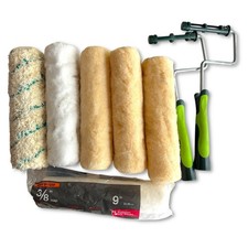 Paint Roller Frame, 9 x 3/8 Nap and Assorted Sizes Woven Mini Roller Cover 8 Pcs
